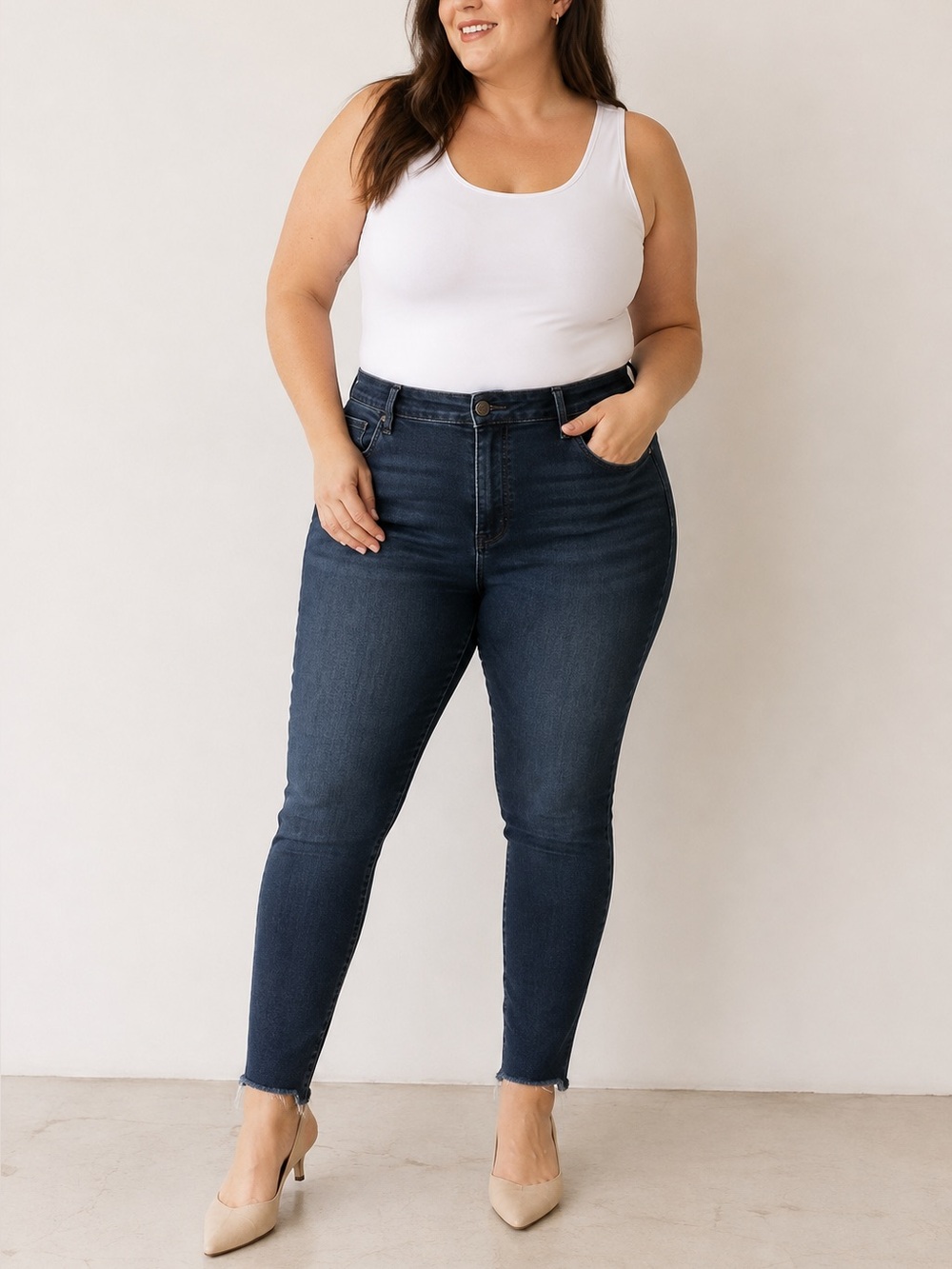 MOTHER High Waisted Looker Ankle Fray Skinny Jeans 34 Last Call